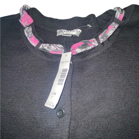 Pendleton plus 3X black cardigan with silk scarf accents nwts - Picture 9 of 14